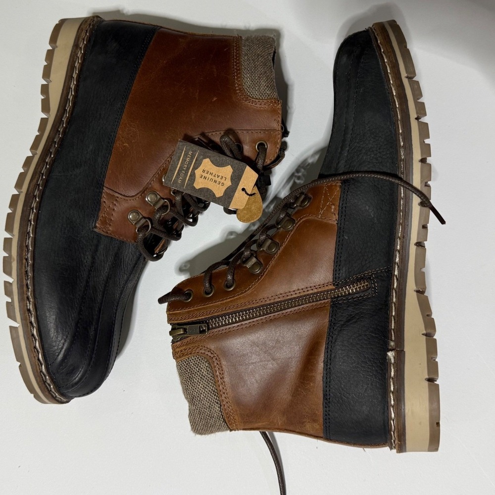Crevo Kannard Duck Boots Mens 10 Chestnut Black Leather Water Res CV1666-225
